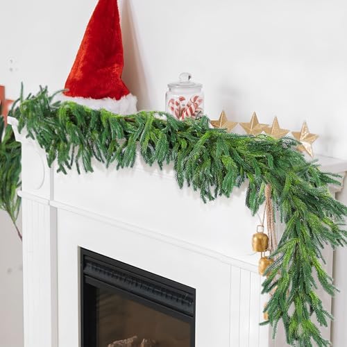 Rowfad 6Ft Norfolk Pine Garland for Mantle Christmas Decorations, 2 Set