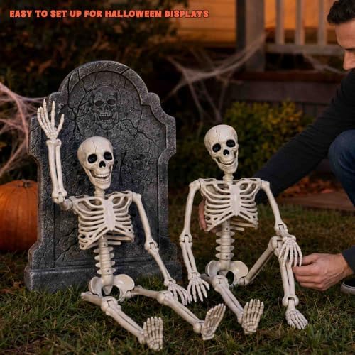 Znorso 4 Pack 24” Halloween Skeleton Decorations, 2FT Posable Full Body Hanging Skeleton with Movable Joints for Halloween Skeletons Decor Yard Patio Lawn Garden Skeleton Props (4, 24 in)