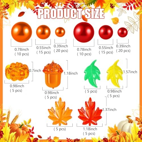 120Pcs Fall Vase Filler, Thanksgiving Faux Pearls for Table Centerpieces