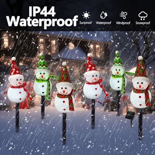 Solar Christmas Snowman Pathway Lights Outdoor Decoration, 6 Pack