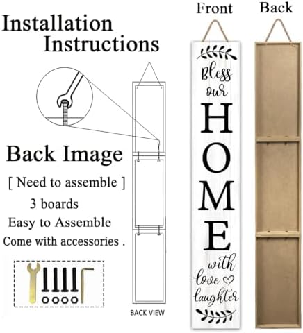 Welcome Sign for Front Door Porch, Bless Our Home Signs 47"