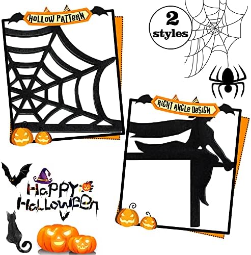 Jetec 2 Pcs Halloween Door Corner Sign Wood Witch Spider Web, Black