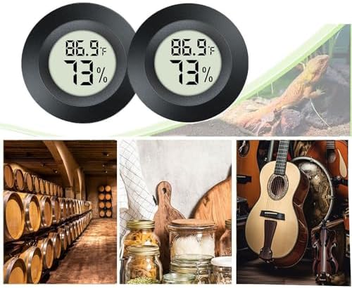 JEDEW 6 Pack Hygrometer Thermometer Digital Humidity Meter Indoor/Outdoor Humidity Monitor Reptile Thermometer for Greenhouse Humidors Terrarium Jars ℉/ ℃(6)