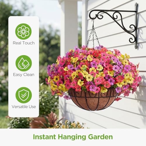InnoGear Artificial Hanging Flowers for Outdoors Fake Plants Baskets 4 Hues