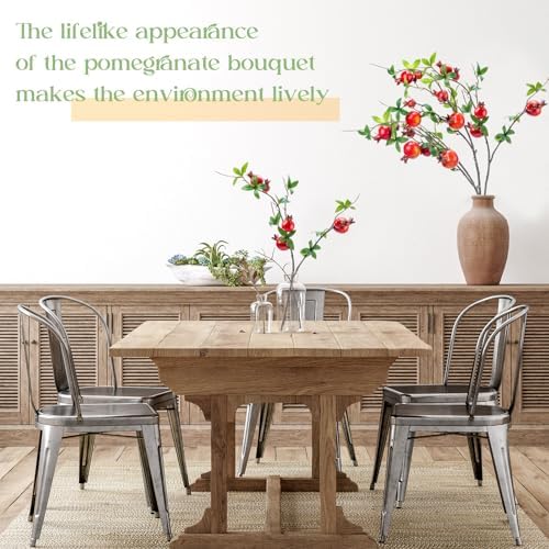 Thiccywoov 10 Pcs 31.5'' Artificial Pomegranate Branches Decor, Red