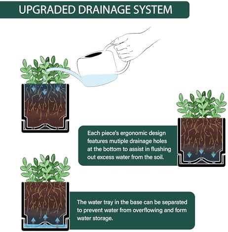 D'vine Dev 4-Pack Plastic Herb Planter Pots, 6 in, Black, 76-Y-B4-2