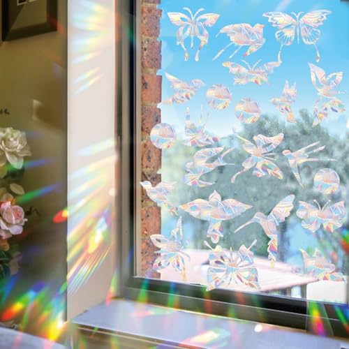 63 PCS Bird Window Strike Prevention Decals, Anti-Collision Window Stickers, Window Clings for Birds, Bird Decals to Prevent Birds from Hitting Windows, Glass Door Bird Safety Stickers