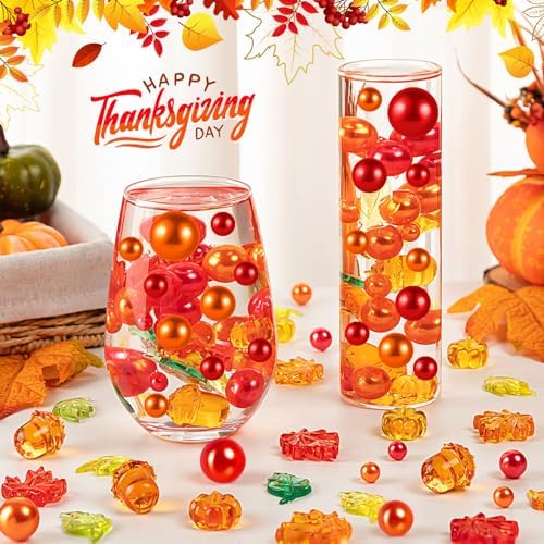 120Pcs Fall Vase Filler, Thanksgiving Faux Pearls for Table Centerpieces