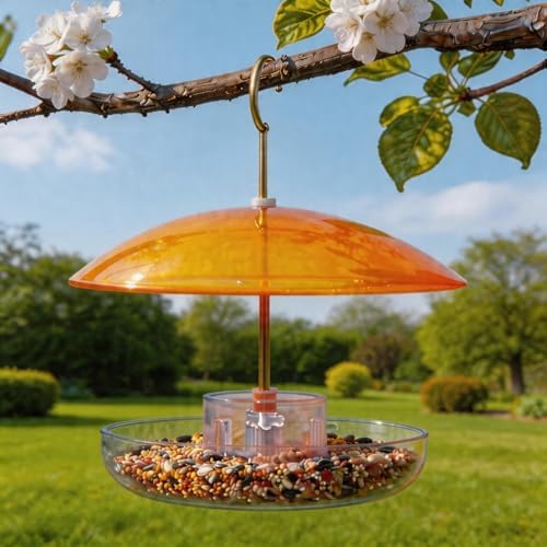 8" Mini Plastic Rain Cover for Bird Feeder, Yellow Weather Guard Dome