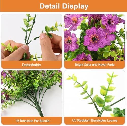 Hommyea Artificial Fake Fall Flowers Plants for Outdoors Mums Home Decor