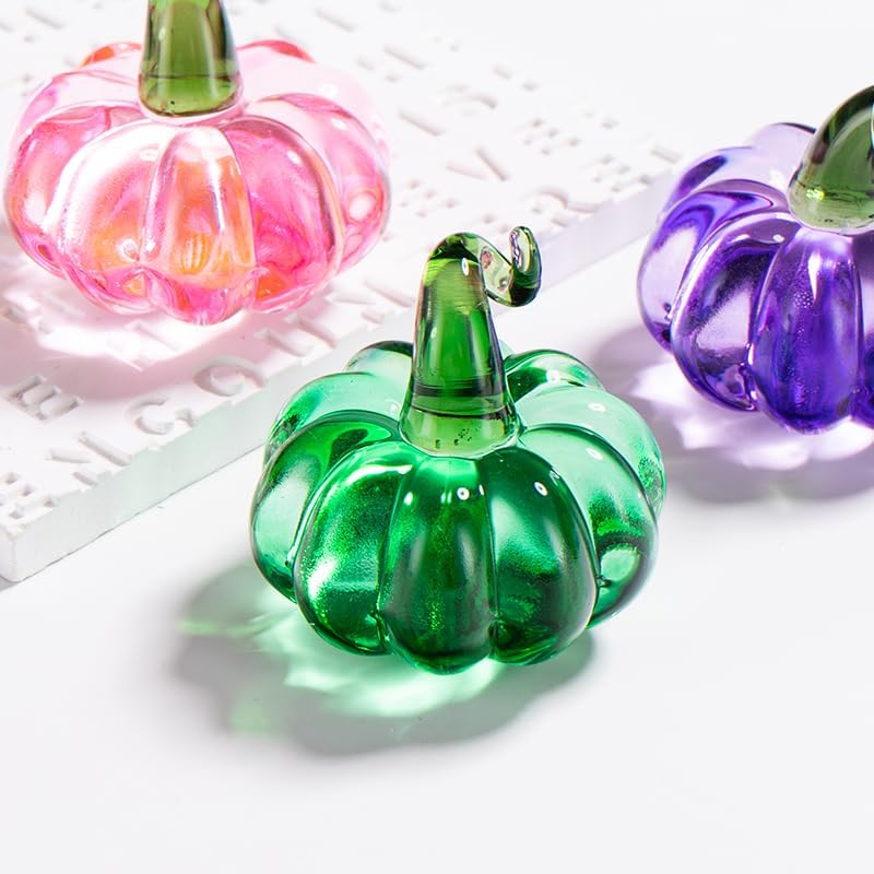 8 Pcs Blown Glass Pumpkin Figurines Fall Thanksgiving Centerpiece Decor