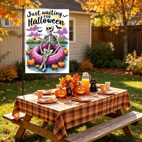 Pumpkin Halloween Garden Flags 12x18 Double Sided,Skull Yard Flags Outside