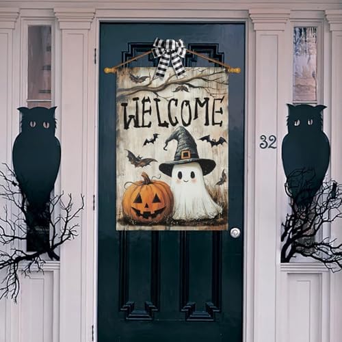 AVOIN colorlife Welcome Halloween for Outside House Flag 28x40 Inch