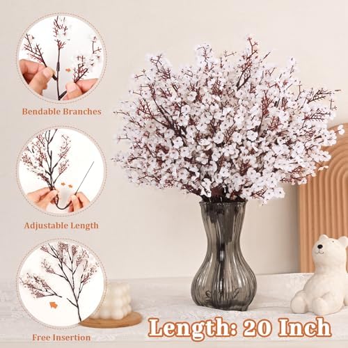5 Pcs Fake Flowers, Real Touch Babys Breath Artificial Flowers, White