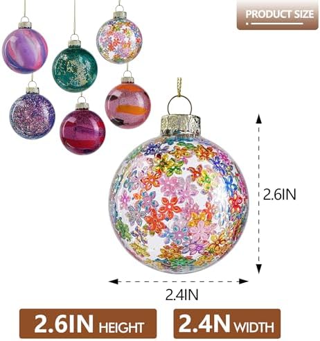 6pcs Glass Christmas Ball Ornament 2.4In Glittering Christmas Tree Ornament