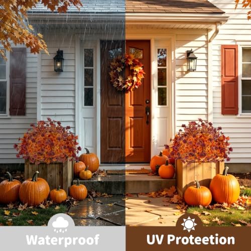 Artificial Flowers Outdoor, UV Resistant Faux Plants, Fall Decor,12 Bundles