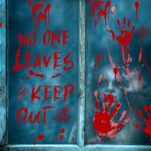 Halloween Floor Stickers, Bloody Footprint Handprint Decorations