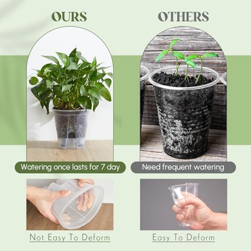 Wonderjune Self Watering Planter, 7.09'', Clear, 9 Pcs