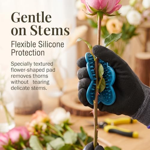 Rose Stem Thorn Stripper Tool Set, 1-Pack with Metal Stripper (Red) & Soft Plastic Stripper (Blue), Garden Tool for Removing Thorns from Stems and Leaves