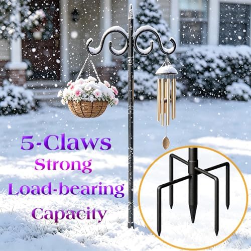Shepherds Hooks for Outdoor, 92'' Heavy Duty Bird Feeder Pole, Adjustable Metal PolesMetal Poles for Bird Feeders, Plant Hangers, Solar Lights, Outdoor Decor