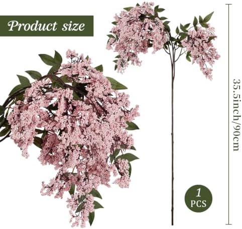 1 Pcs Artificial Berry Stem 36" Realistic Flowers Picks Branches Faux Stem Spray DIY for Holiday Seasonal Farmhouse Mantel DIY Home Decorations (Pink)