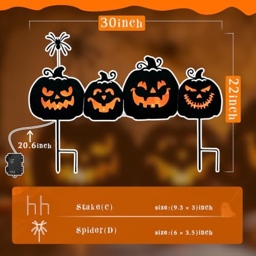 EAMBRITE Halloween Decorations Outdoor, Metal Pumpkin Pathway Lights