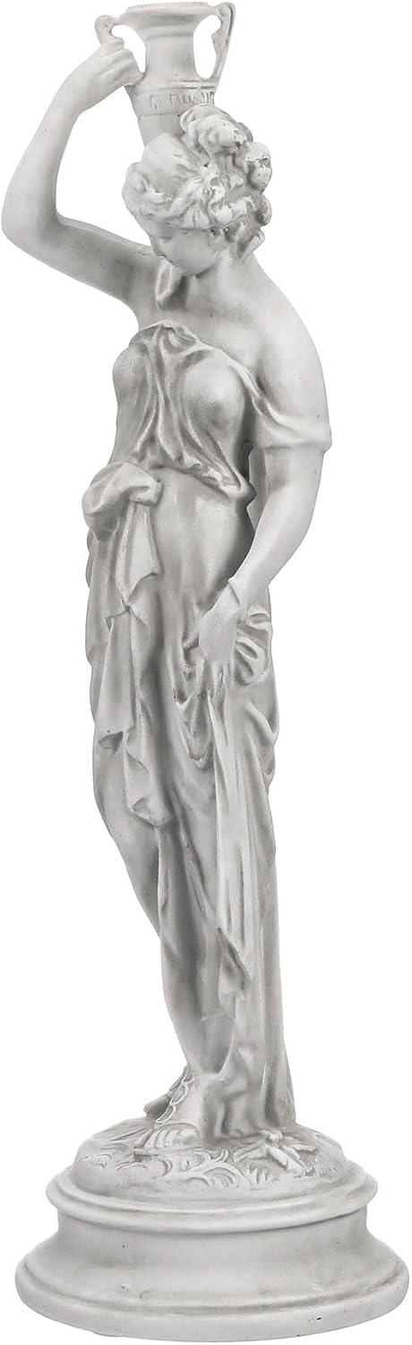 Design Toscano Dione the Divine Greek Water Woman Indoor/Outdoor Garden Statue, Medium, 22 inches tall, Cast Stone