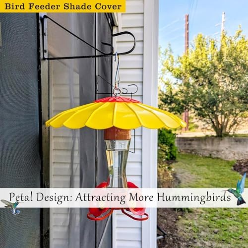 13.5-Inch Hummingbird Feeder Shade Dome Cover,Bird Feeder Rain Cover & Squirrel Shield, Weather Guard with Hanging Bird Feeders,Squirrel Proof for Shepherd's Hook Outdoors(Yellow)