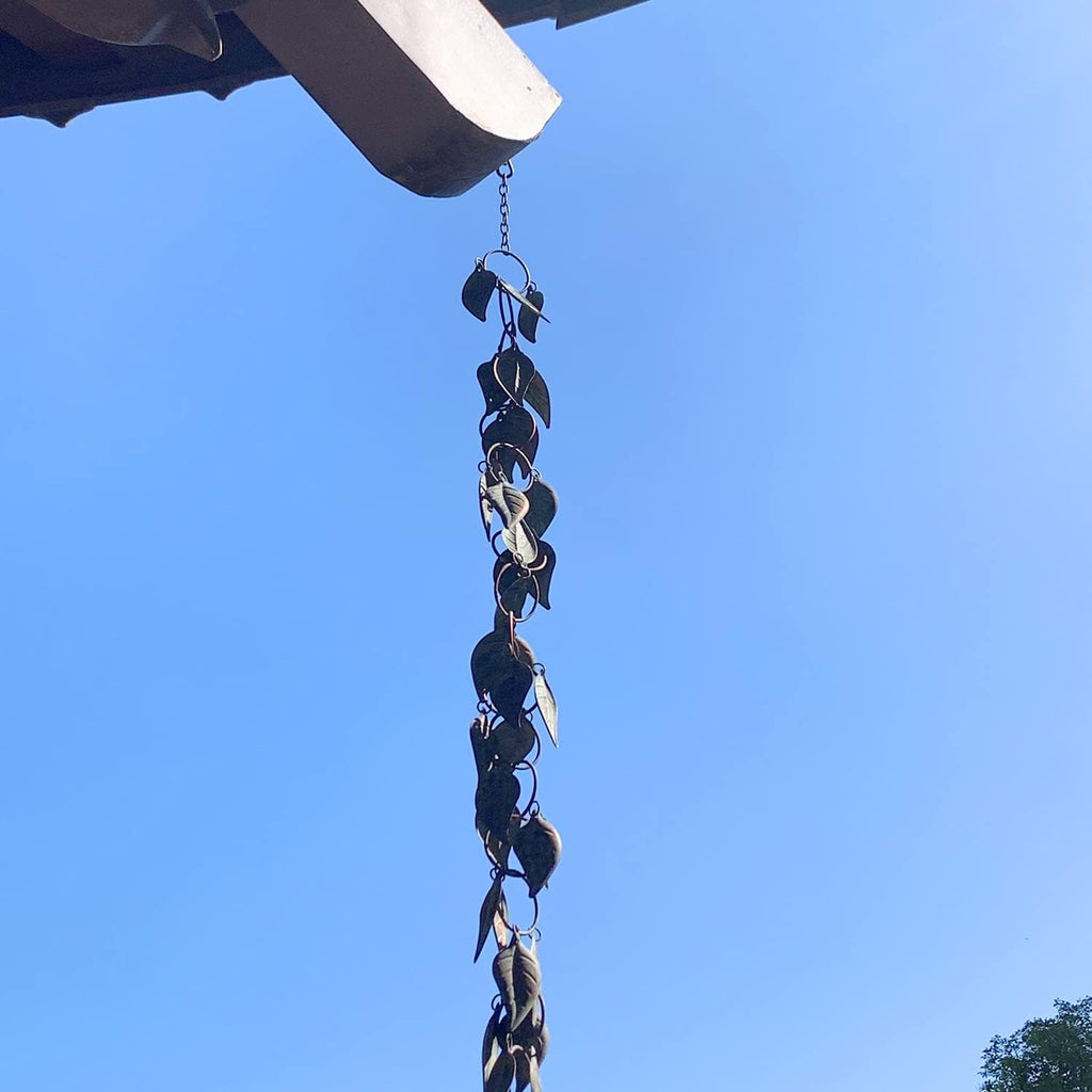 8.5 FT Rain Chain, Rain Chains for Gutters, Metal Rain Chain Downspouts | Metal Rain Catcher for Outside, Circle with