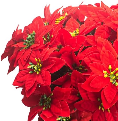 Grunyia 8PCS Artificial Poinsettia Flowers Christmas Decorations Silk Poinsettia Stem Realistic Holiday Home Decor for Table Centerpiece Wedding Party DIY