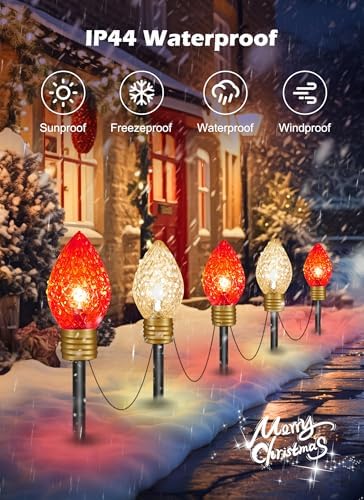 Strawberry Jumbo C9 Christmas Pathway Lights Outdoor, 8.5 FT 5 LED
