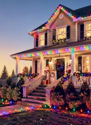 C9 Christmas Lights Outdoor, 26FT 20 LED C9 String Lights with Stakes