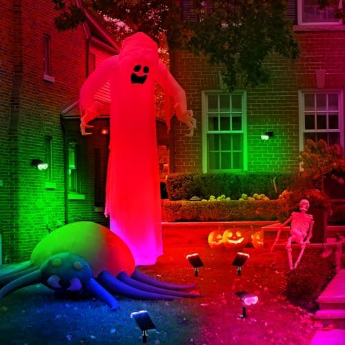 Consciot Solar Spot Lights Outdoor, Halloween Lights, 170° Wide Beam