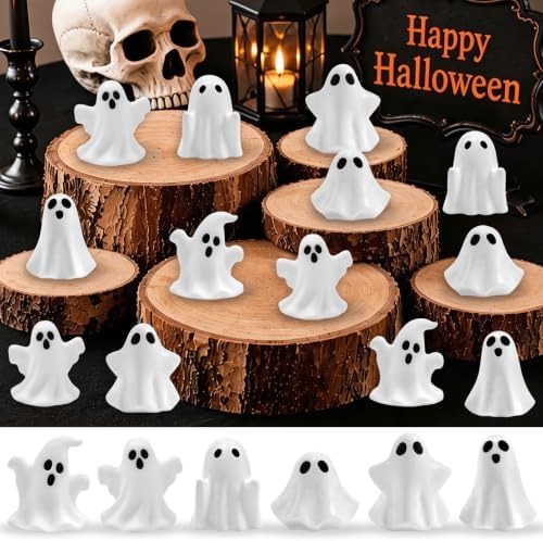 48 Pcs Halloween Mini Resin Ghost Figures White Miniature Figurines