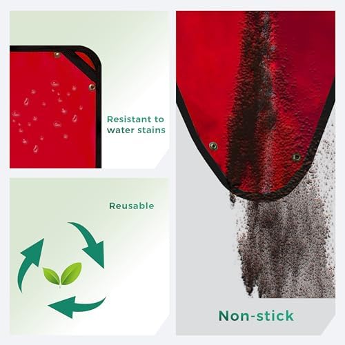29.5"x29.5" Plant Transplanting Mat - Thickened Waterproof Potting Mat, Succulent Gardening Mat, Portable Repotting Mat for Mess Control, Indoor Outdoor Use (PVC-Red Snowflake)
