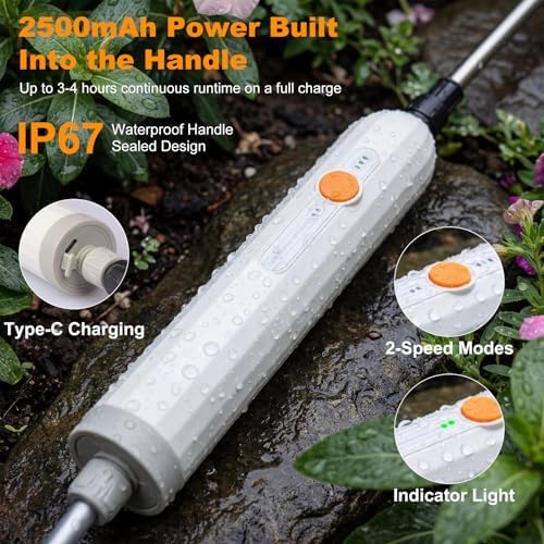 2.1 Gallon Battery Powered Sprayer, Upgraded Electric Weed Sprayer with USB Rechargeable Handle, Retractable Wand, 3