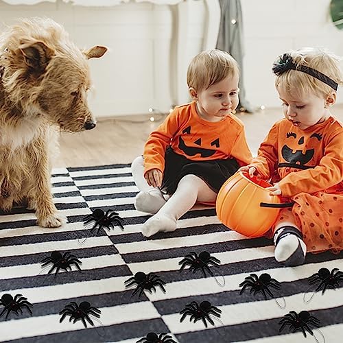 Halloween Hanging Spiders - Realistic Hairy Decorations for Party and Haunted House, 12 Pack