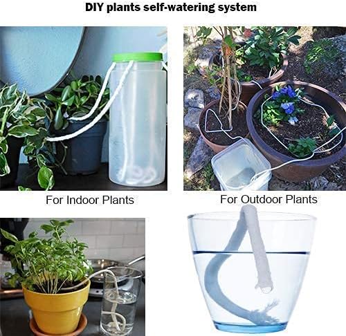 ORIMERC 30 Feet Self Watering Wick Cord for Vacation Potted Plants Planter Sitter Auto Waterer Wash Can Bonsai Terrarium Orchids Seedling African Violets and 500ML Watering Bottle for Succulents