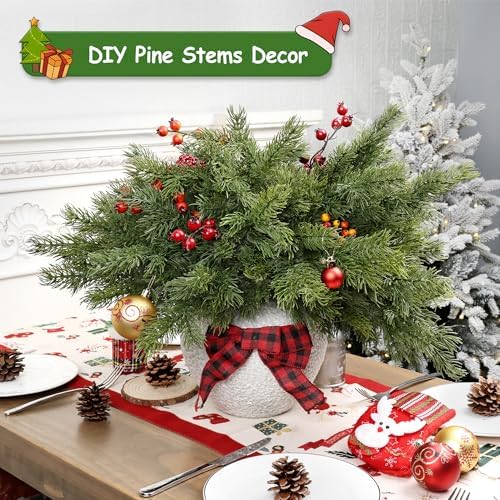 Artgar 24 Pcs Christmas Pine Branches - 18" Realistic Greenery Pine Stems