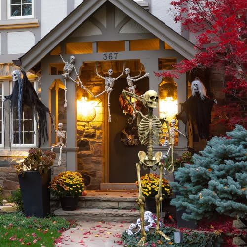 1Set Adjust Metal Skeleton Stand for 5.9/6.56ft Halloween Skeleton,30 Ties