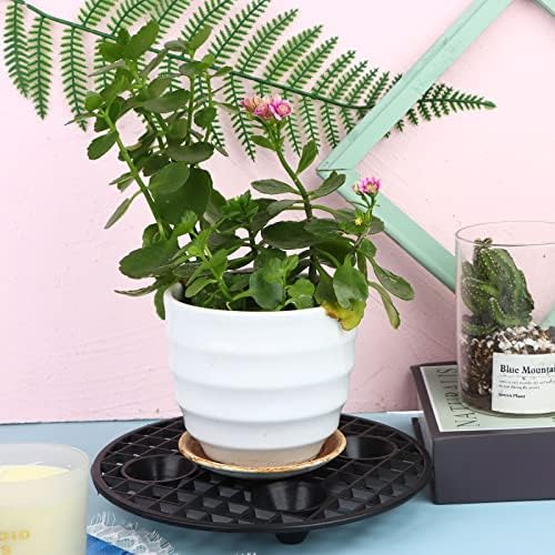 4 Pcs Plant Pot Elevator Heavy Duty Platic Stand Black Round Flower Holder