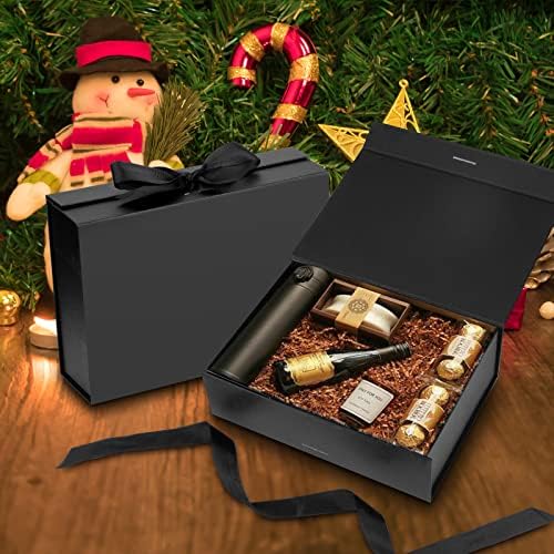 DaiJoob 5-Pack Black Gift Boxes with Lid for Presents 10.5x7.5x3.1 Inches