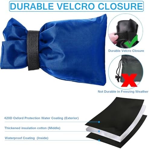 Outdoor Faucet Covers for Winter, Actgan 8.3" H x 6" W Thickened Outside Garden Faucet Socks for Freeze Protection, Insulated Hose Bib Faucet Covers, 3 Pack, Blue