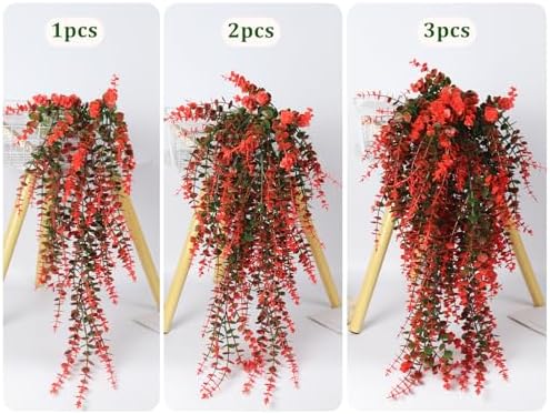 RECUTMS Artificial Monkey Hanging Plants Faux Draping Trailing Greenery 3Pc