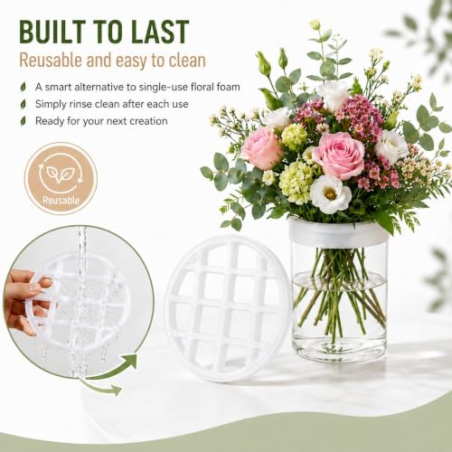 2 Pack Silicone Flower Arranging Grid, Stretchable & Reusable, 3.2 Inch