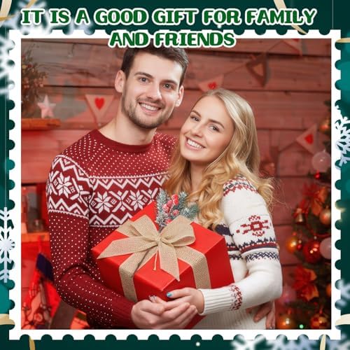 Suncalla 22 Pcs Christmas Artificial Floral Picks 8 Inch Red Berry Pine Cones Picks with Burlap Ribbon Rolls Fake Holly Branches for Wreaths Xmas Tree Arrangement Holiday DIY Gift Craft(Snow Frosted)