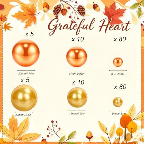 216PCS Fall Vases Fillers Pumpkin Maple Autumn Dwarf Orange Yellow Beads Table Party Festive Decoration