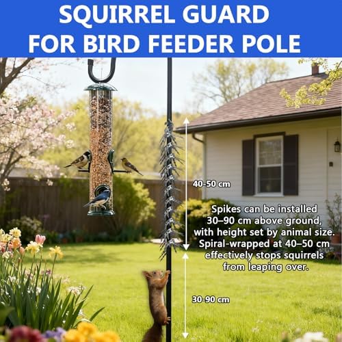 Bird Squirrel Spike & Squirrel Proof Baffle for Bird Feeder Pole, 100cm