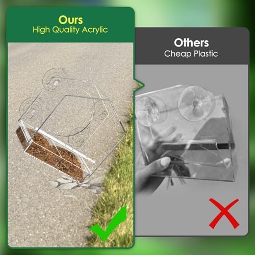 Window Bird Feeder with Strong Suction Cups - Slide-Out Tray