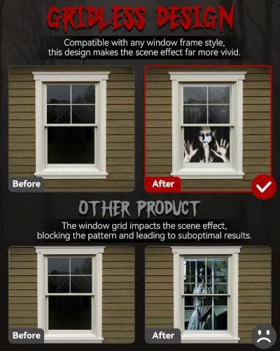 2pcs Halloween Window Cover Decor, Scary Ghost Curtain Outdoor